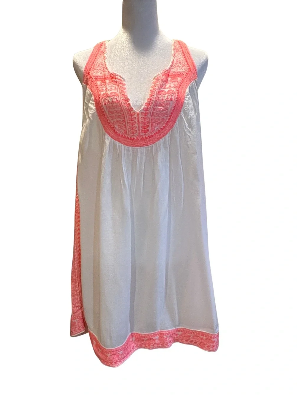 Boho Embroidered Swim Cover Up Dress Tunic Racerback Beach